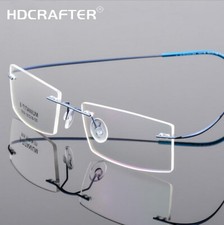 Unisex Memory Metal Alloy Rimless Eyeglasses Square Clear Lens Glasses Frame