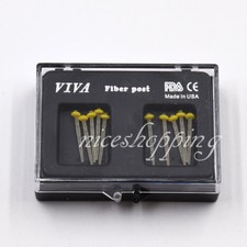10 Pcs 1 Pack Dental Resin Screw Thread Quartz Fiber Post & 1 Drill Yellow 1.4