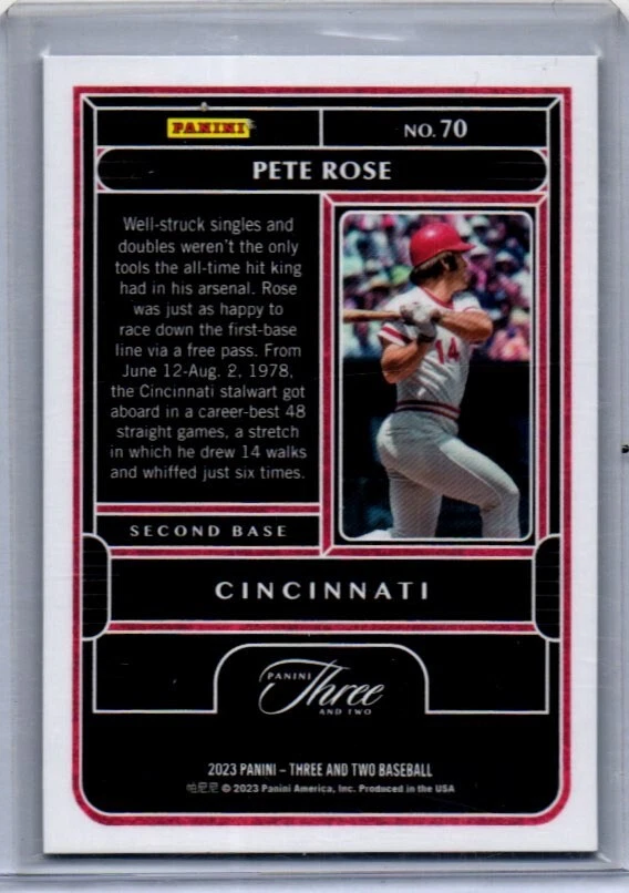 Panini Three and Two 2023 - #70 Pete Rose/32 impresión súper corta Foto 2 de 2