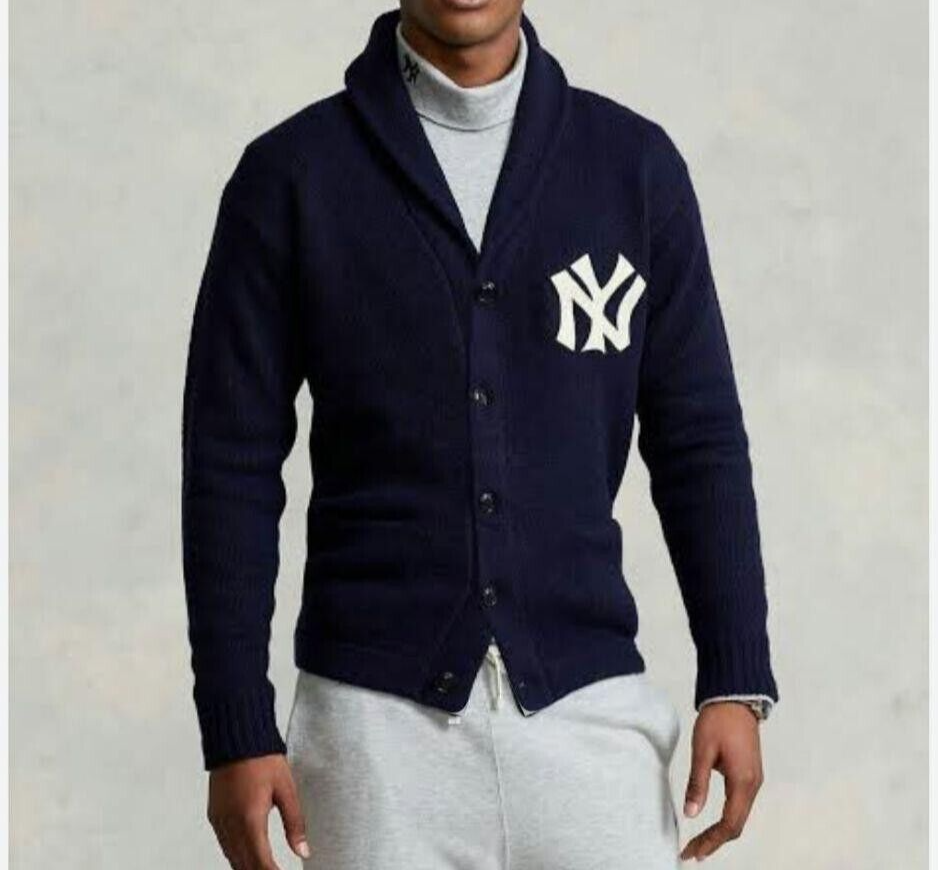 Ralph Lauren x NY Yankees Shawl Collar Cashmere Wool Cardigan Sweater Size S New