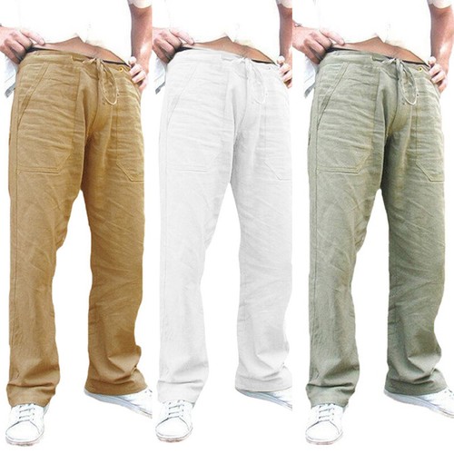 Men Loose Trousers Drawstring Cotton 