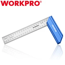 WORKPRO 8 Inch Try Square Stainless Steel Ruler Aluminum Handle Square Precision