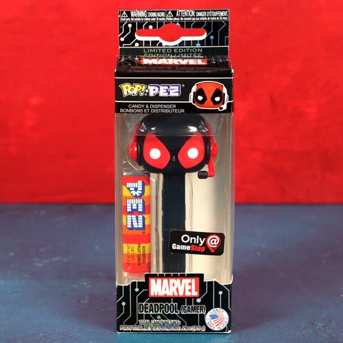 Funko Marvel Deadpool Gamer PEZ Red Eyes GameStop Exclusive 2019 With Protector