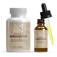 MAURI Hair Growth Vitamins and Scalp Oil Set - 24 Nutrients & 9 Essential Oils