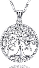 Tree of Life Necklace, Sterling Silver Pendant for Women Girls, Abalone Shell Fa
