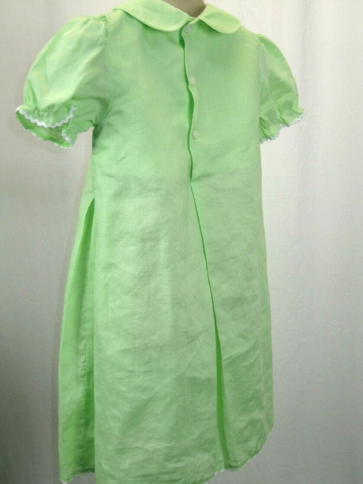 Niñas Vestido Verde Smocking 2T Colecciones Rosalina Pascua Primavera Vacaciones Cometas Foto 3 de 4