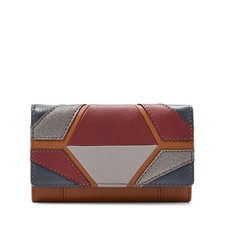 NEW FOSSIL MOLLY NEUTRAL BROWN,GRAY,MAROON,METALLIC LEATHER PHONE WALLET,CLUTCH