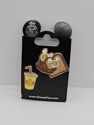 Retired RARE Disney Mickey Pin - Icons - Orange Juice And Toast 2 Egg/ bacon