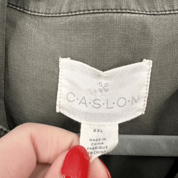 Chaqueta chaleco utilitario Caslon verde oliva para mujer XXL 2XL mezcla de algodón militar Foto 4 de 4