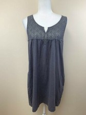 J Crew S Shadow Gray Cotton Eyelet Lace Shift Dress Pockets Slub Knit