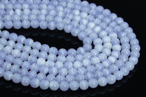 6-7MM Natural Blue Lace Agate Beads Grade AA Round Gemstone Loose Beads - Picture 2 of 4
