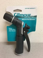 Gilmour Metal Adjustable Rear Trigger Pistol Nozzle, Black & Green