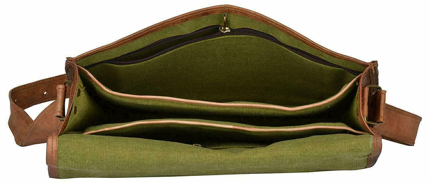 18" Mens Satchel Vintage GVB Leather Messenger Bag Shoulder Laptop Bag Briefcase