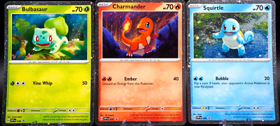 Bulbasaur Charmander Squirtle, 3 Card Set, Kanto Starter Pokemon, Cosmos Holo