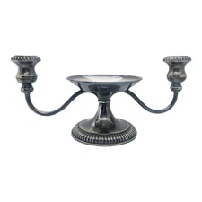ITALIAN Silver Plate Candelabra Compote Centerpiece Candle & Pillar Holder Sheff