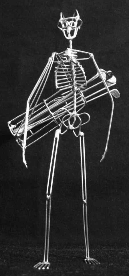 Handcrafted Skeleton Golfer Figures – Unique & Unusual Wire Art - Golfer Gifts - Image 3 of 4