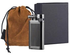 Antique Style Black Gun Metal Lift Arm Butane Lighter w/ Pipe Tamper New Boxed