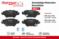 Opel Astra G T98, Zafira A T98 BremsbeläGe Hinterachse BremsklöTze 1170809 Neu !