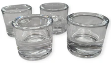 Crate & Barrel Clear Glass Round Rise Tea Light Candle Holders 313-211 Set of 4