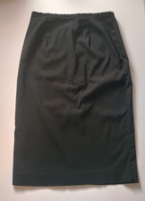 VTG Express Womens Black Pencil Skirt Knee Length Back Slit Size XS 1/2