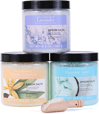 Badesalz Geschenkset SPA LUXETIQUE Epsom Salz Badezusatz Badesalz 3 Ätherischen