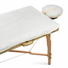 Soft Fleece Salon Massage Table Pad  Face Cradle Bed Cover Set - Natural