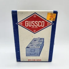 Vintage Gussco 3x5 Index Card File Guides Box Blue Tab Dividers Office Craft
