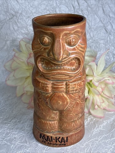 Vintage Mai Kai Chiki Tiki Mug Brown Rust Matte Polynesian Restaurant Barware N