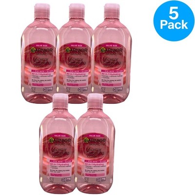 Garnier SkinActive Micellar Cleansing Water Rose Water Glycerin 23.7oz 5 Pack
