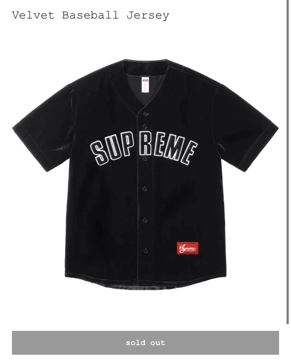 Maillot de baseball velours suprême taille L EN MAIN livraison rapide gratuite ?