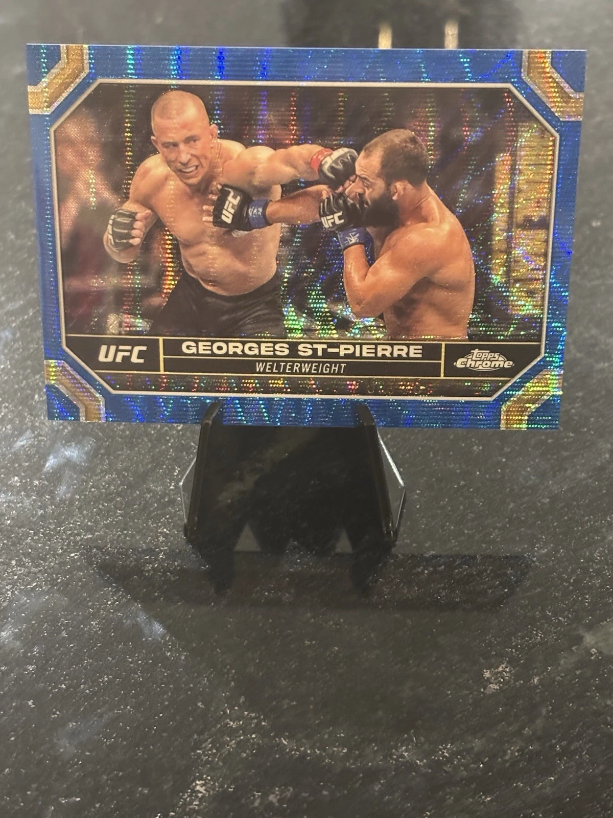 Georges St-Pierre /75 2024 Topps Chrome UFC Blue Wave Refractor