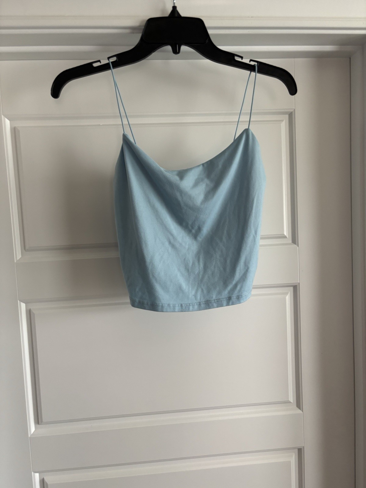 Light Blue String Strap Cropped Gaze Top