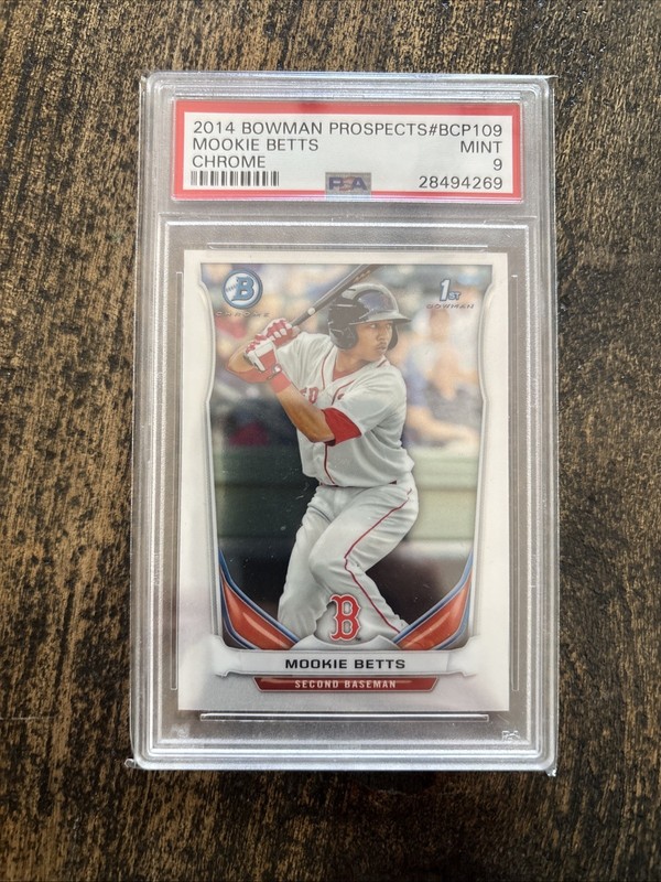 2014 Bowman Prospects Mookie Betts #BP109 Chrome 1st Bowman PSA 9 RC Rookie