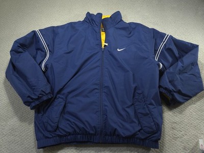 Nike Jacket Mens XL Blue Vintage Y2K Puffer Big Logo Reversible Warm Bomb
