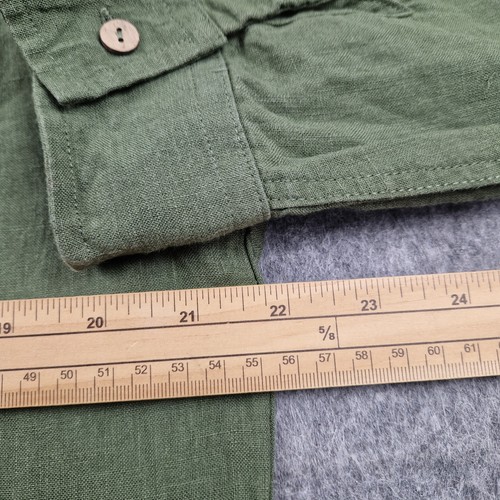 Percival Shirt Mens Large Green Cuban Resort Linen Top Smart Casual Long Sleeve - Picture 5 of 9