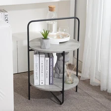 Mijas 2-Tier Side Table, Round End Table, A Stylish and Functional Addition f...