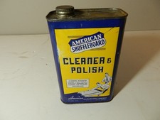 VINTAGE AMERICAN SHUFFLEBOARD CLEANER POLISHER TIN- VINTAGE GAME- ADVERTISING