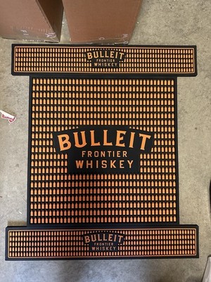 BULLEIT Bourbon frontier whiskey Bar Mat Set orange/black Brand New