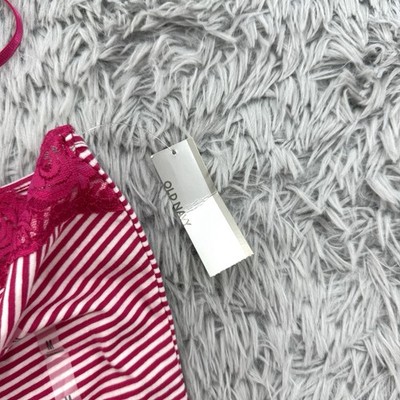 Old Navy Y2K Coquette Tank Top Womens M Pink Stripe NWT Lace Trim 