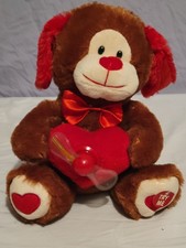 Sound n Light Singing Valentines Brown Red Puppy Dog 390-075 with newbatteries