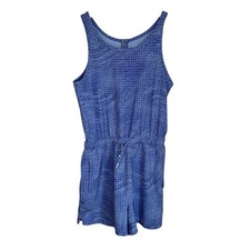 Athleta Girl Kids Play More Romper Combinaison Sz Medium 8-10 Blue Sleeveless