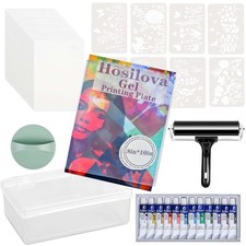 Reusable Gel Printing Plate Kit- 8" X 10" Gel Plate with Acrylic Paint, Print...