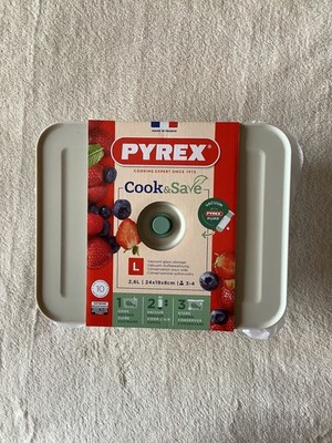 Pyrex Cook & Save GROßE (24x19x8cm) 2,6 L Rechteckige Schale mit Deckel