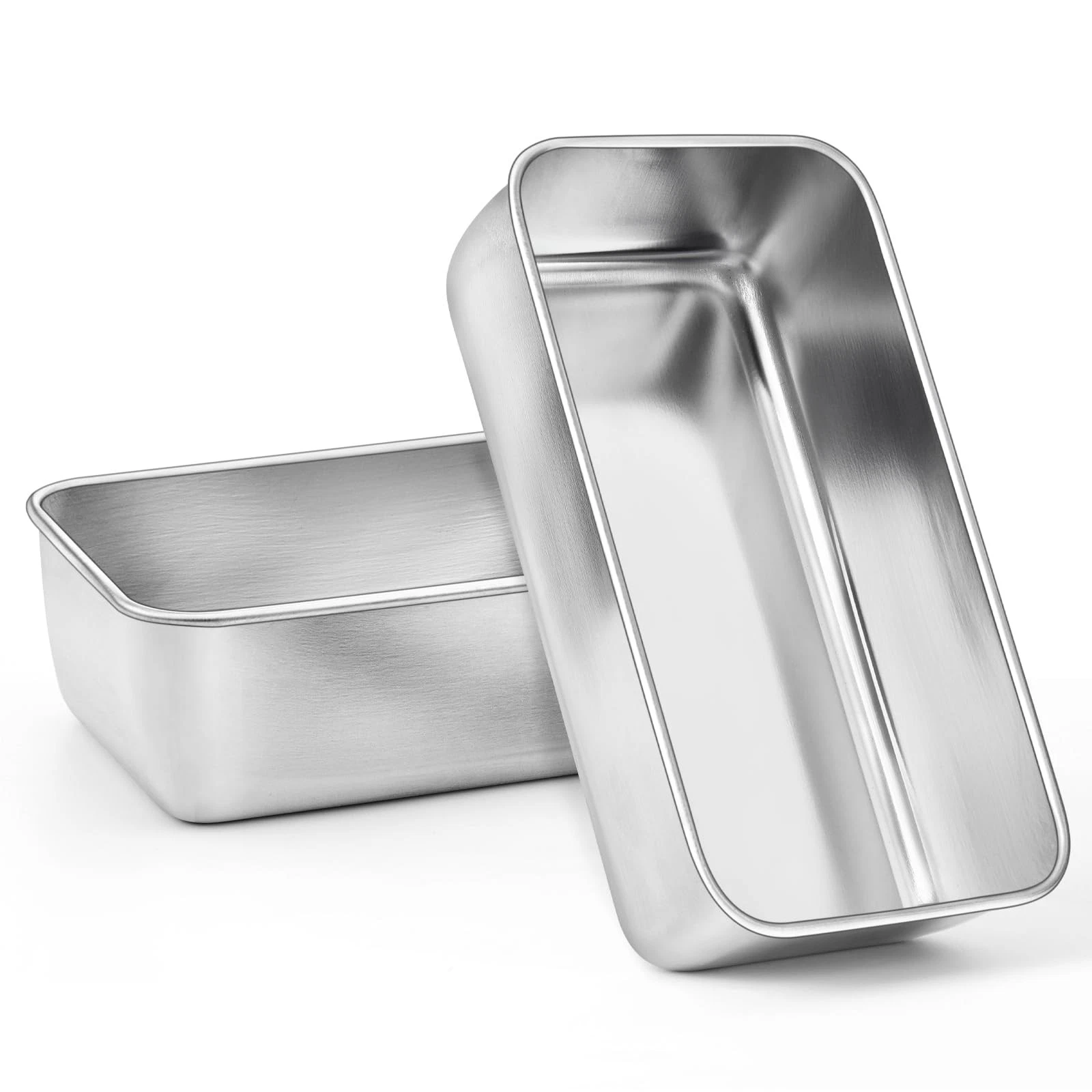2 Pack Bread Loaf Pans, 9 x 5 Inch Stainless Steel Deep Meatloaf Pan for Baking
