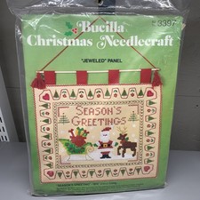 Bucilla Christmas Needlecraft Jeweled Panel Kit 3397 Seasons Greetings Felt Kit