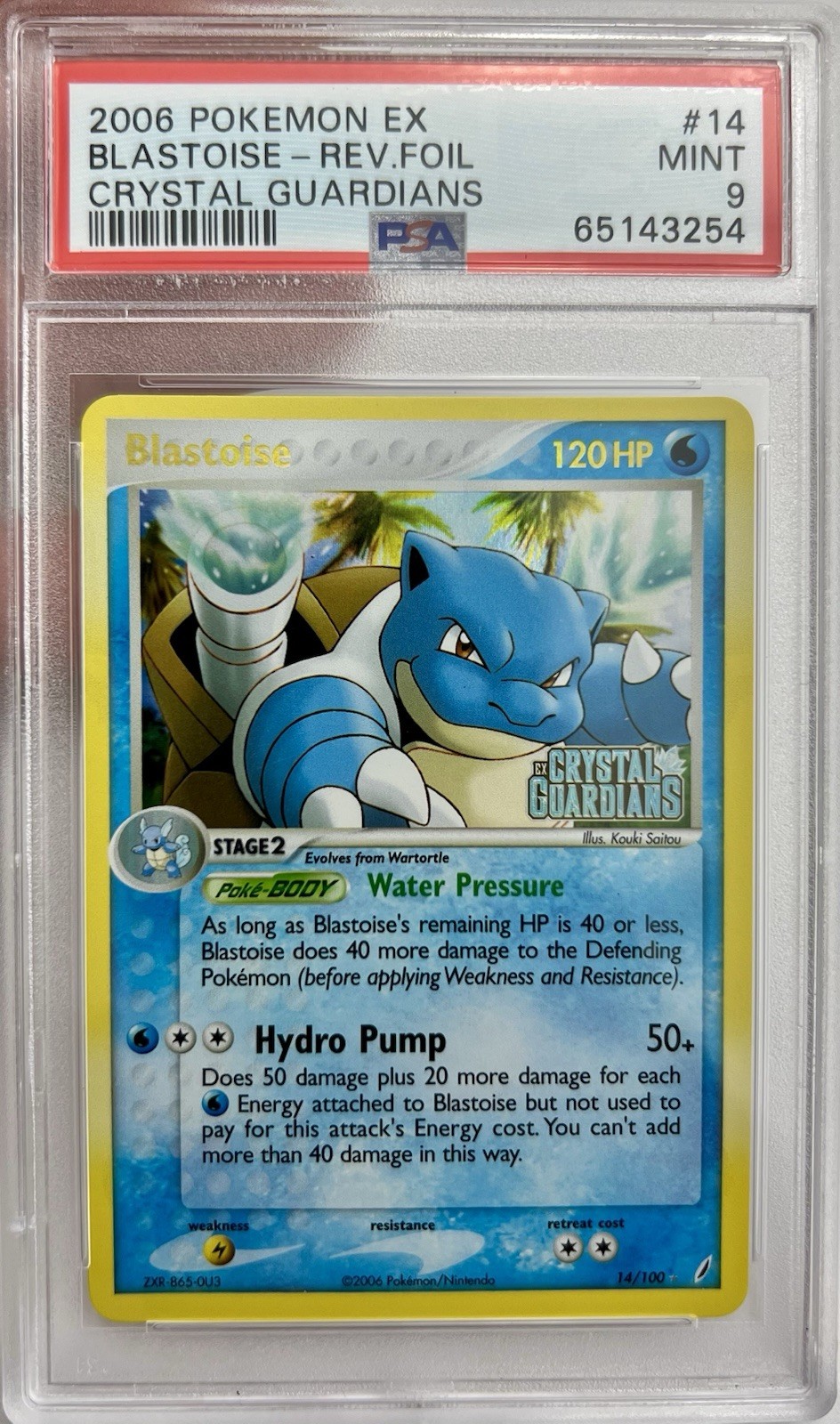 Blastoise 14/100 EX Crystal Guardians Reverse Holo Rare PSA 9 (2006)