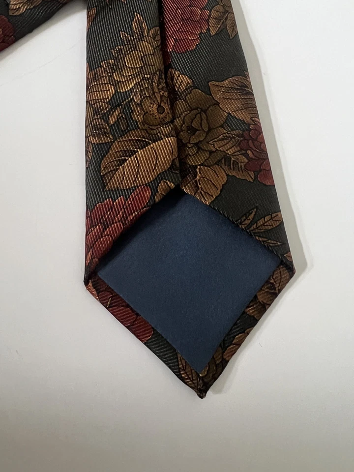 Corbata de seda italiana COACH diseño floral lujo impresionante Foto 4 de 4