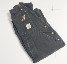 VTG 90s Carhartt Double Knee Canvas Duck Bib Overalls 36x28 Black Workwear USA