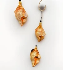 3 Kurt Adler Seashell Ornaments Kringle Class Coastal Boho Christmas Glitter 3"