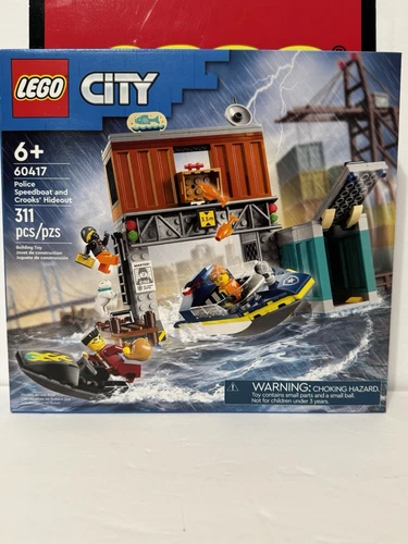 LEGO City 60417 Polizei Schnellboot und Gauner Versteck 311 Teile ~ NEU & VERSIEGELT